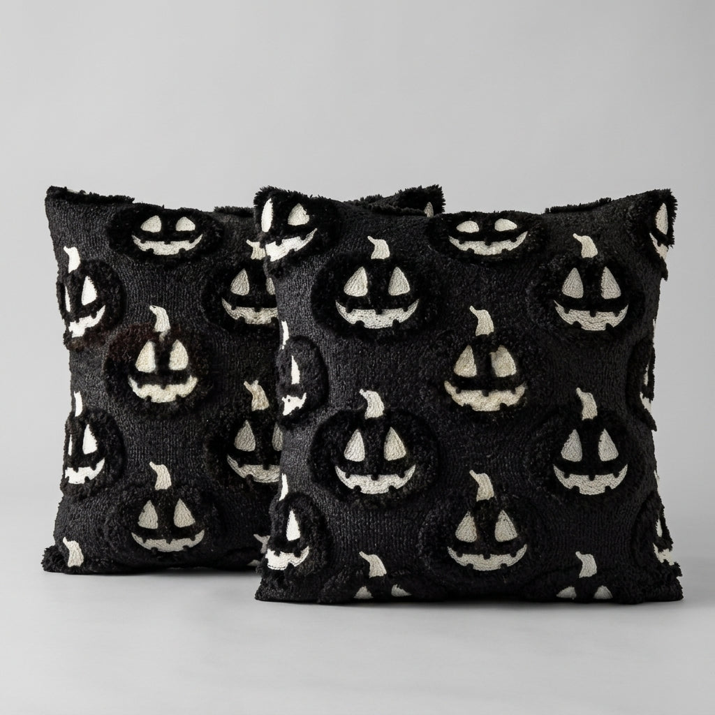 Pumpkin Pillow Case - Black/White