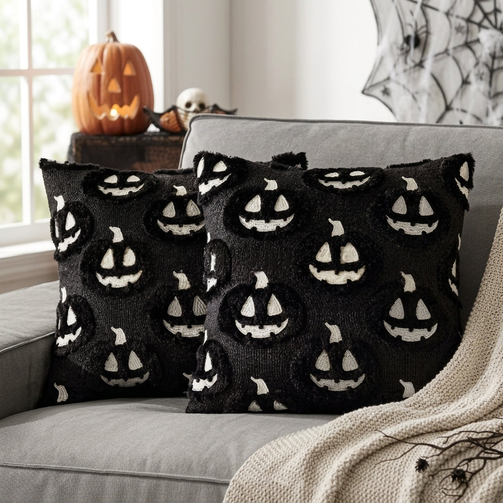 Pumpkin Pillow Case - Black/White