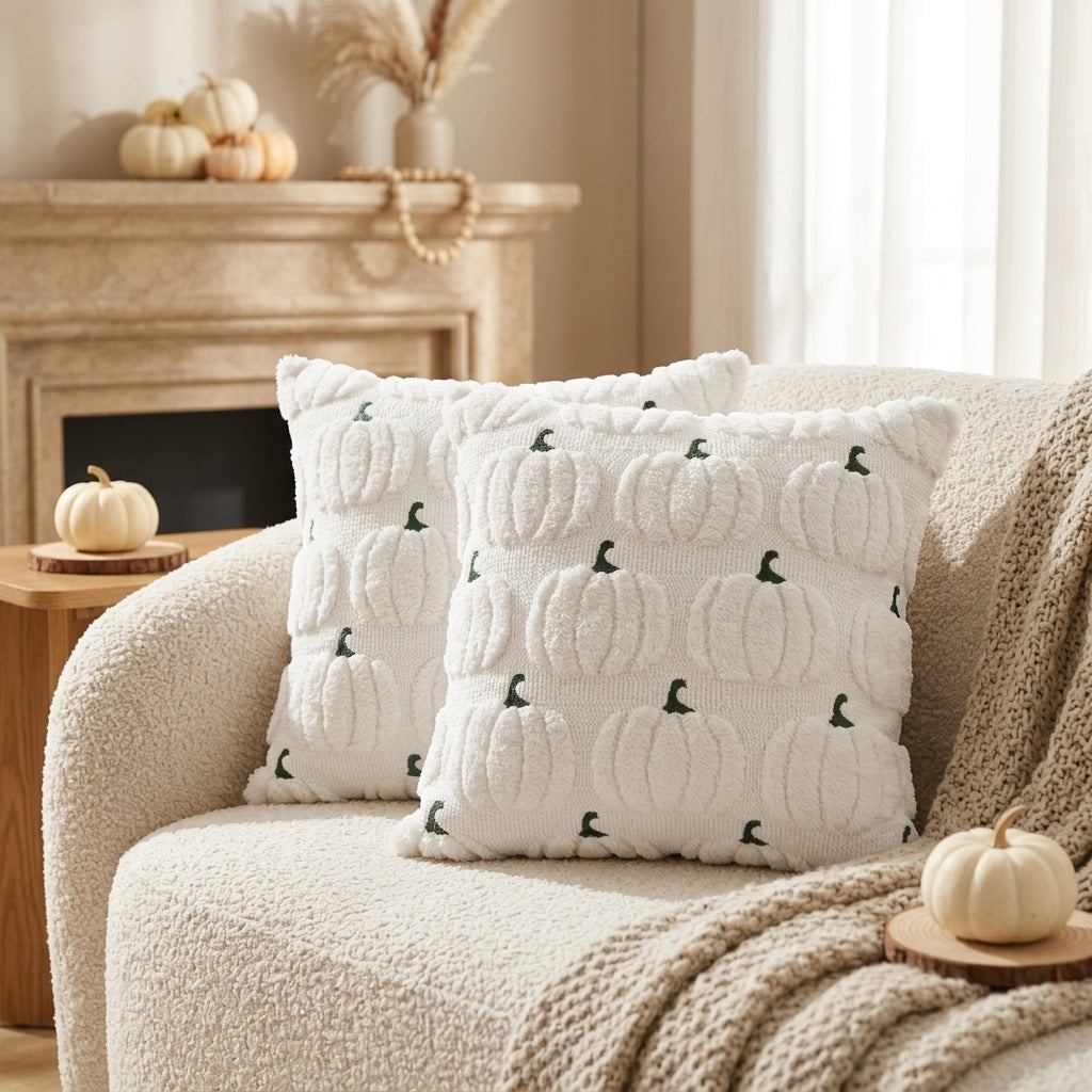 Pumpkin Pillow Case - White