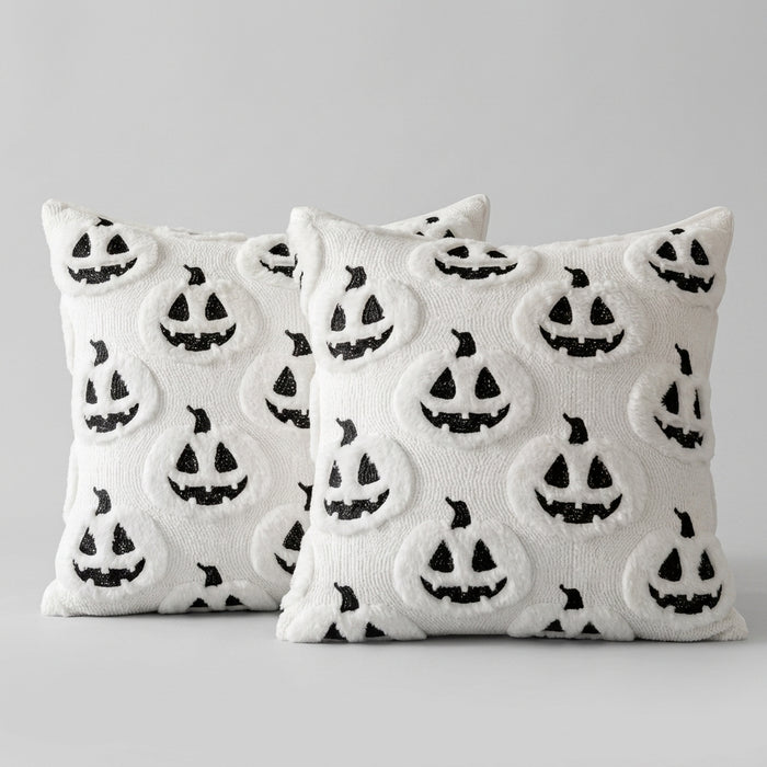 Pumpkin Pillow Case - White/Black